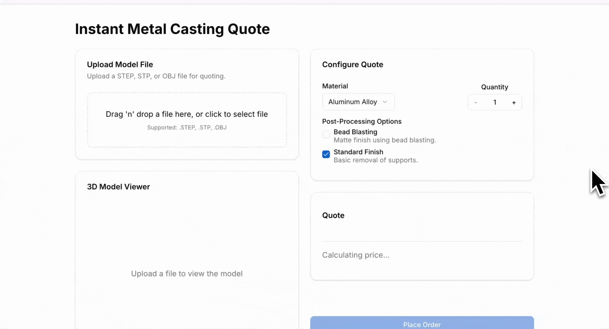Quoting process demonstration